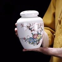 creative painted flowers ceramic storage jar household sealed candy tea caddy kitchen seasoning food container home decoration