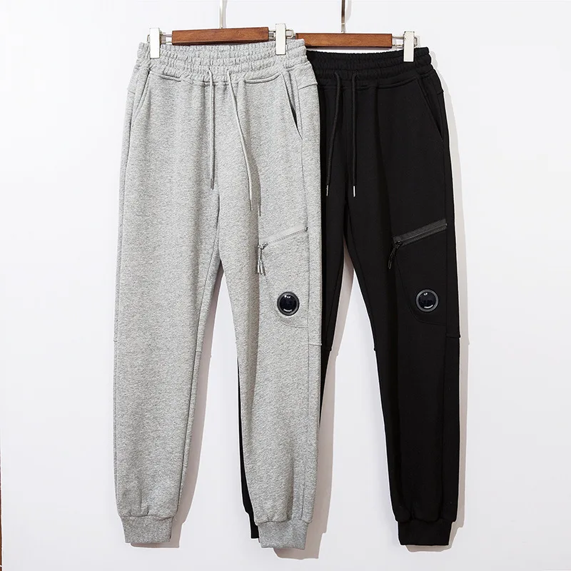 

New spring style of casual daily couple leggings with single side pocket lens zipper black pants men men pants streetwear