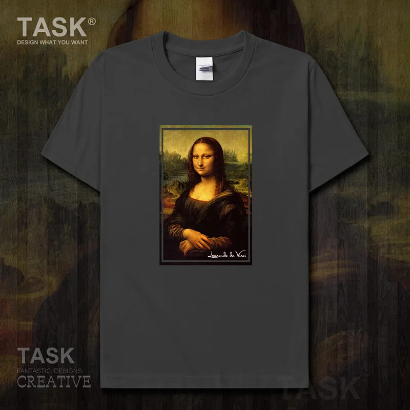 Индивидуальная модная мужская футболка с масляным рисунком MonaLisa Забавный Ретро
