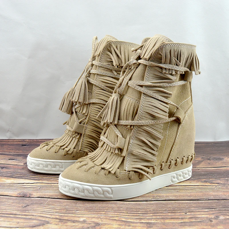 

Winter boots women fringe high heels boots woman wedges shoes for women Heighten