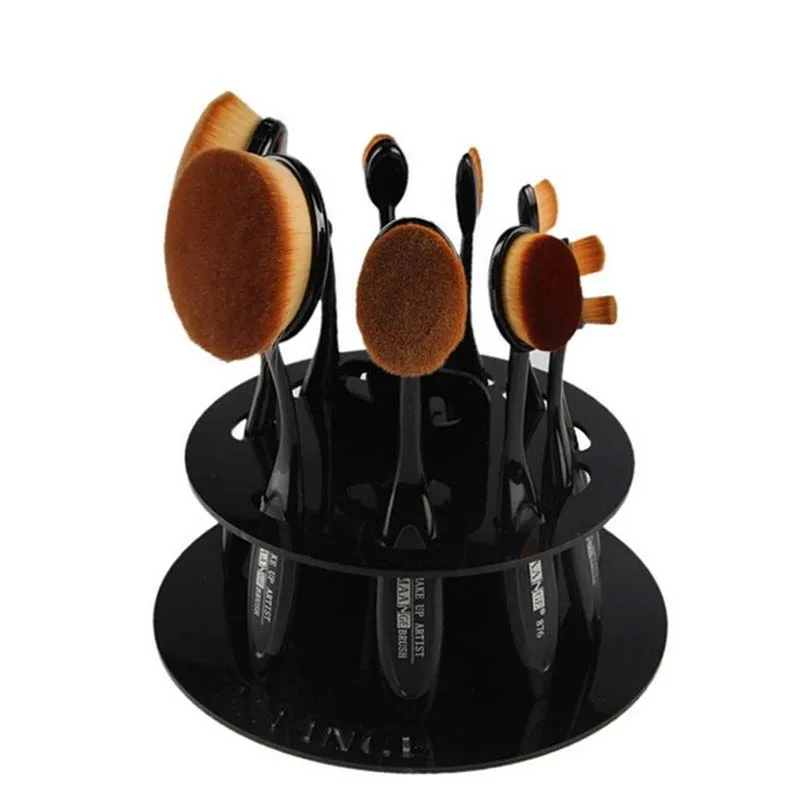 Модный набор кистей 10 шт. Профессиональные Овальные макияжные кисти держатель