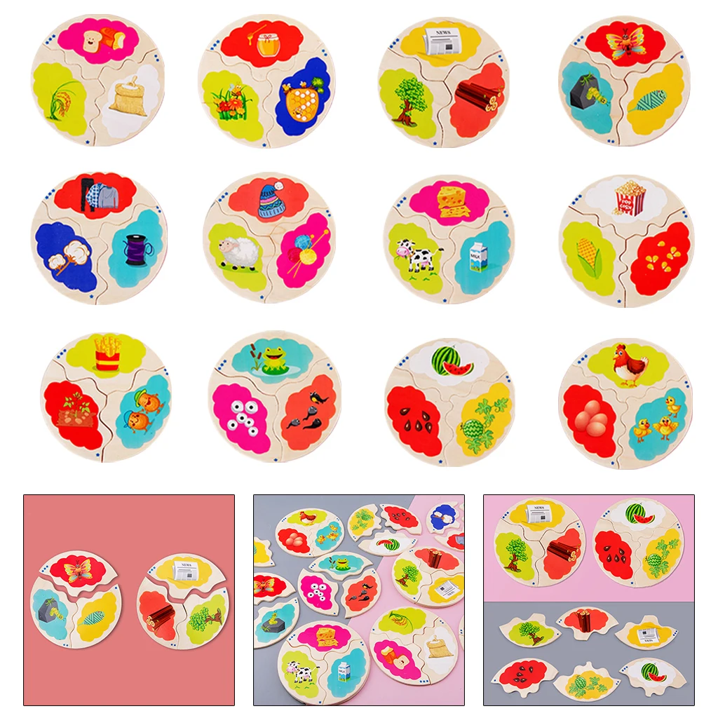 

Set of 12 Watermelon Growth Process Wooden Jigsaw Puzzle Kid's Toy