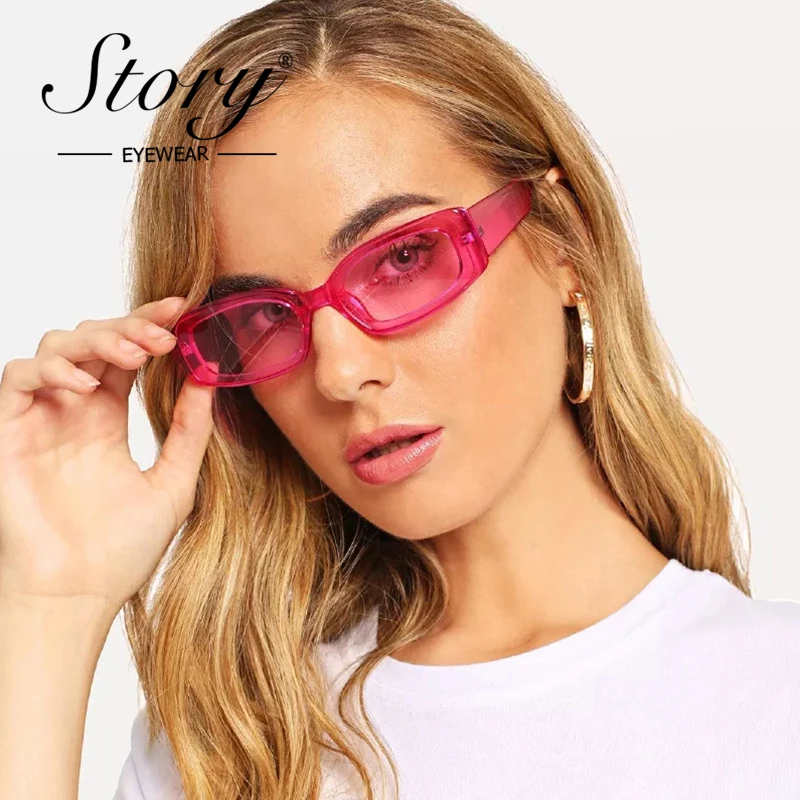 Женские/мужские солнцезащитные очки в прямоугольной оправе из поликарбоната