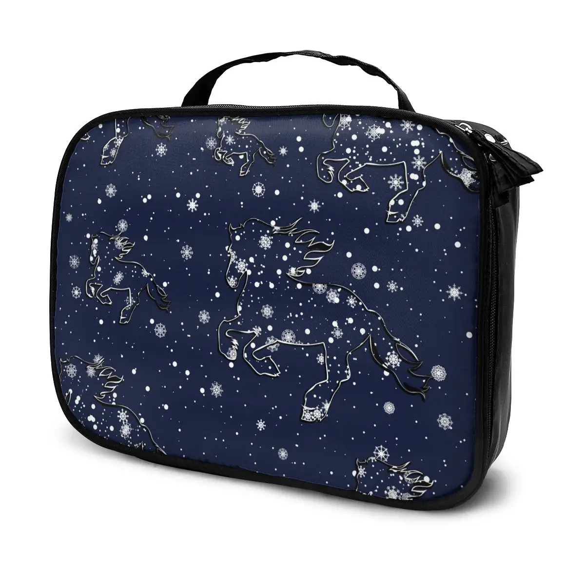 

Косметичка для девушек, с лошадьми и снежинками, женская косметичка, органайзер для туалетных принадлежностей, водонепроницаемая женская с...
