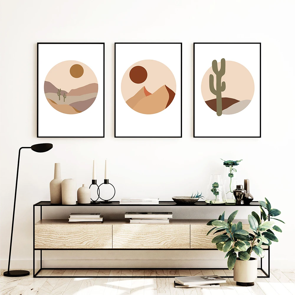 

Abstract Landscape Poster Terracotta & pink Canvas Painting Desert Hills Art Print Boho Wall Picture For Living Room Home Decor