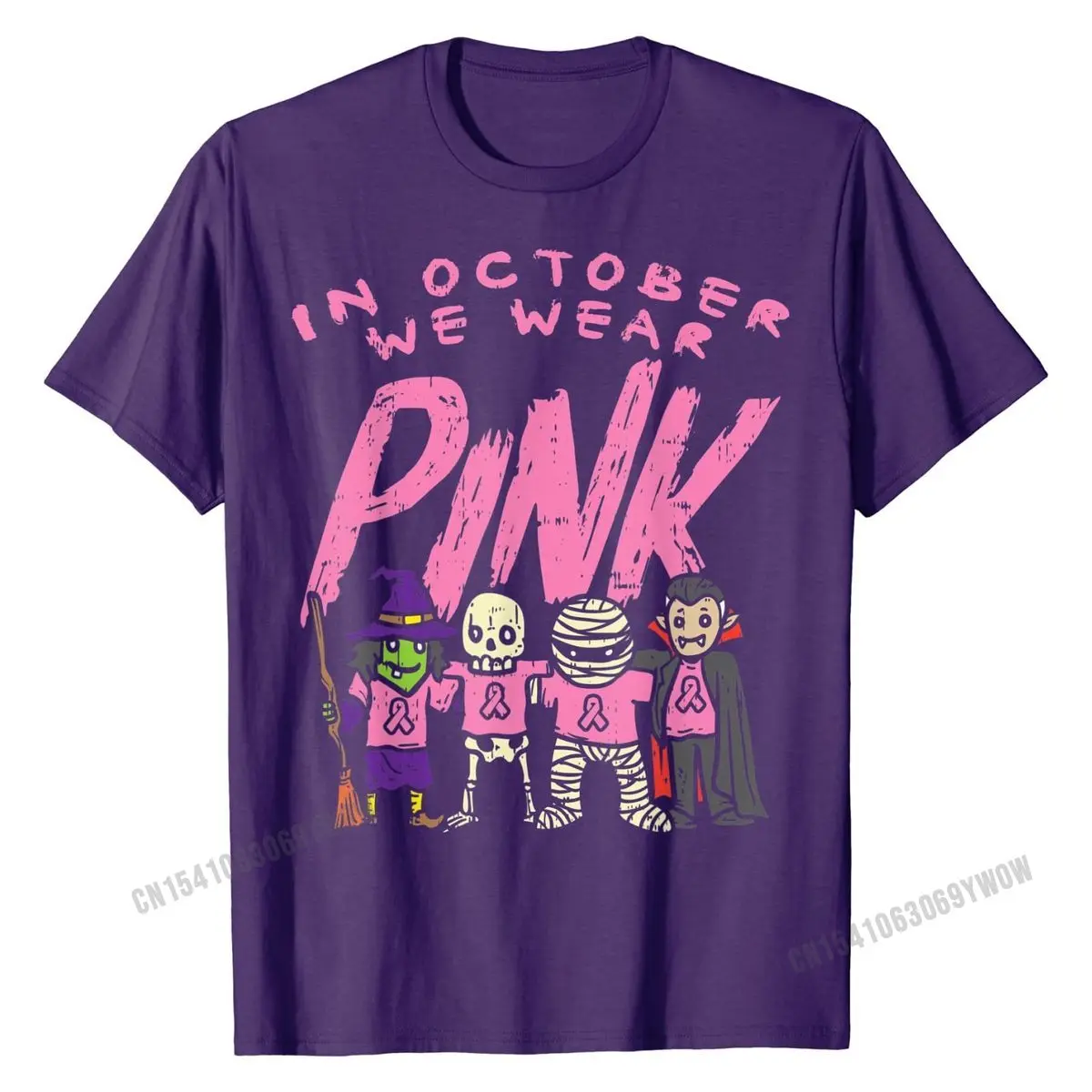 Октября мы одежда Розовый ведьма скелет Хэллоуин Рак молочной железы футболка
