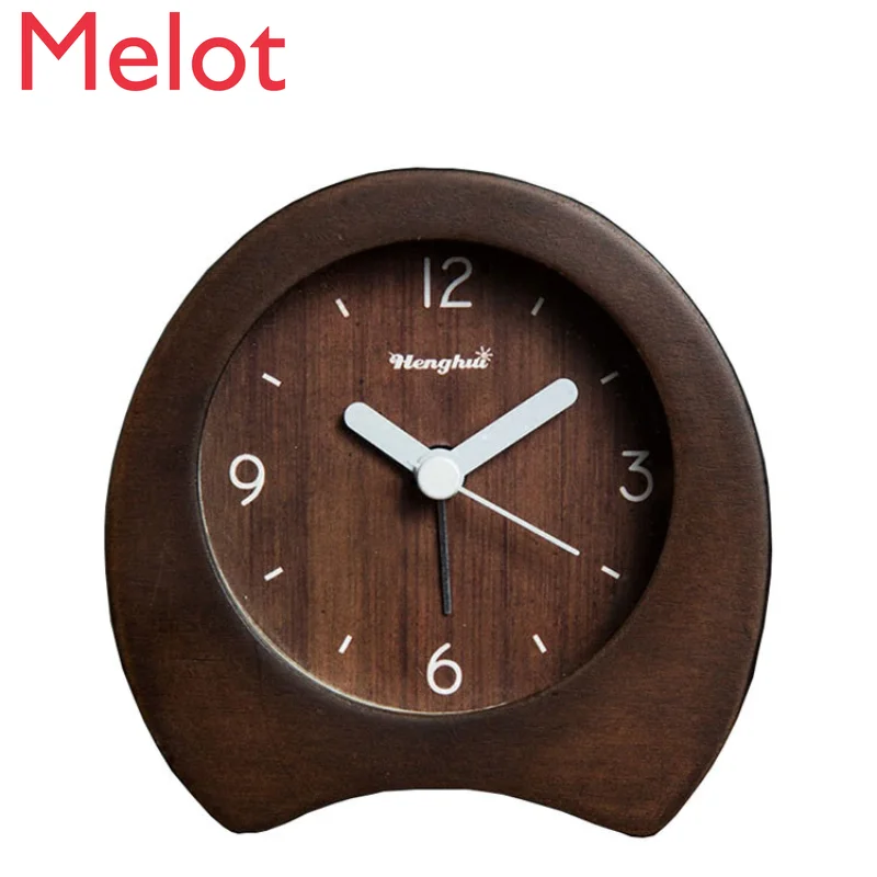 

Solid Wood Little Alarm Clock Mute Creative Mini Clock Style Simple Desktop Bedside Personality Decoration