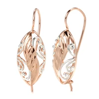 2022 fashion minimalist hollow two color leaves earrings for women 585 rose gold girl wedding party jewelry