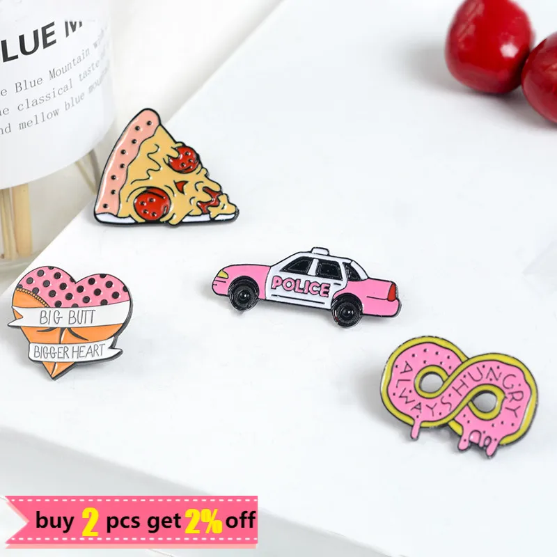 Булавки и броши в виде розового пончика банана пиццы сердца для автомобиля