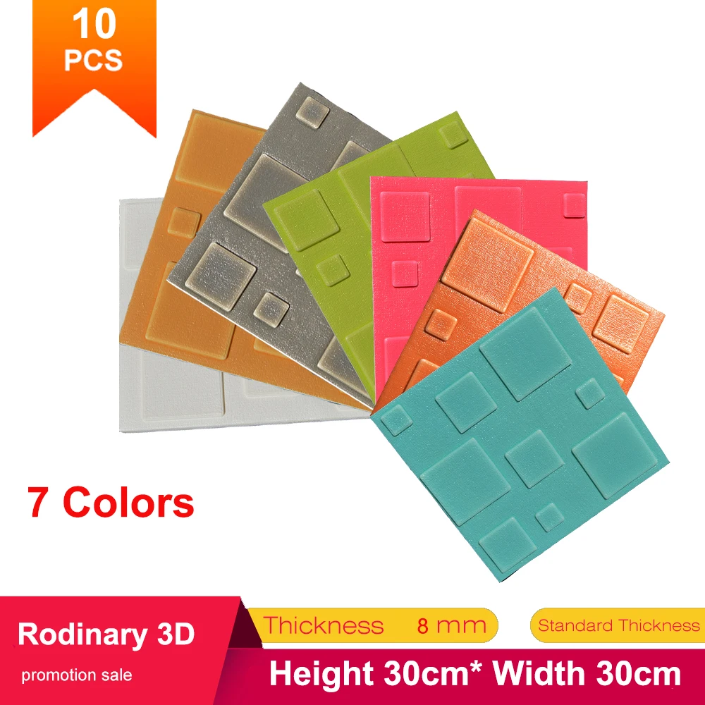 

3D Imitation Brick 10pcs Wall Sticker Bedroom Decoration Waterproof Self-adhesive Wallpaper For Living Room Kitchen TV Backdrop