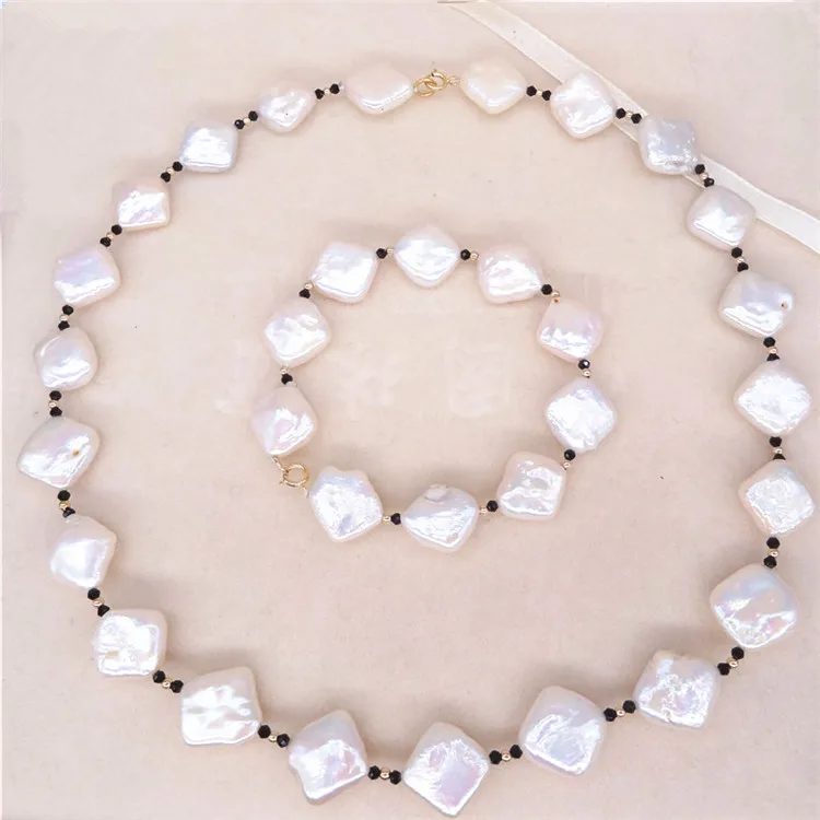 

Eternal wedding Women Gift word Tibetan Silvers real natural freshwater shaped baroque pearl Necklace, bracelet set