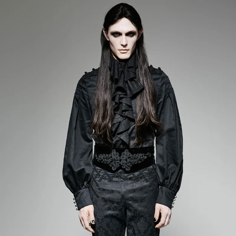 Мужской корсет с вышивкой в стиле панк готический черный бархатный и