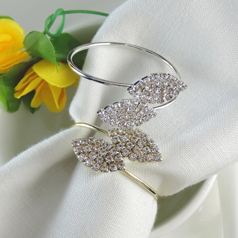 12PC Nordic Fine Dining High-end Napkin Ring Small Grass Leaf Wedding Supplies Buckle Hollow-carved Design | Дом и сад
