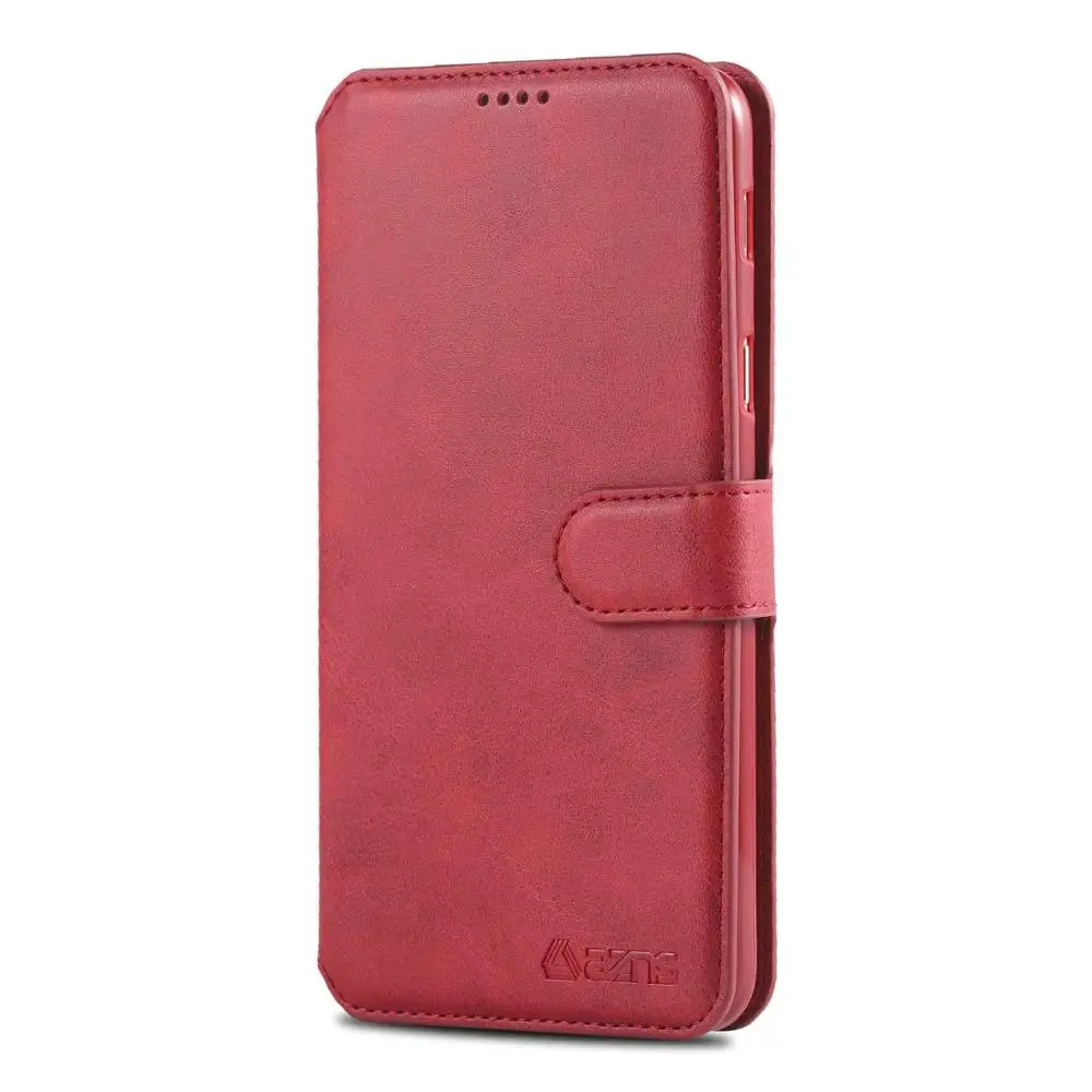 Кожаный флип-чехол для Xiaomi mi A2 Lite Red mi Note 8, 7, 6, 5 Pro, чехол-кошелек для Red mi 6a 5, 6 Pro, держатель для карт, Global Coque, 128gb - Цвет: Red xnw