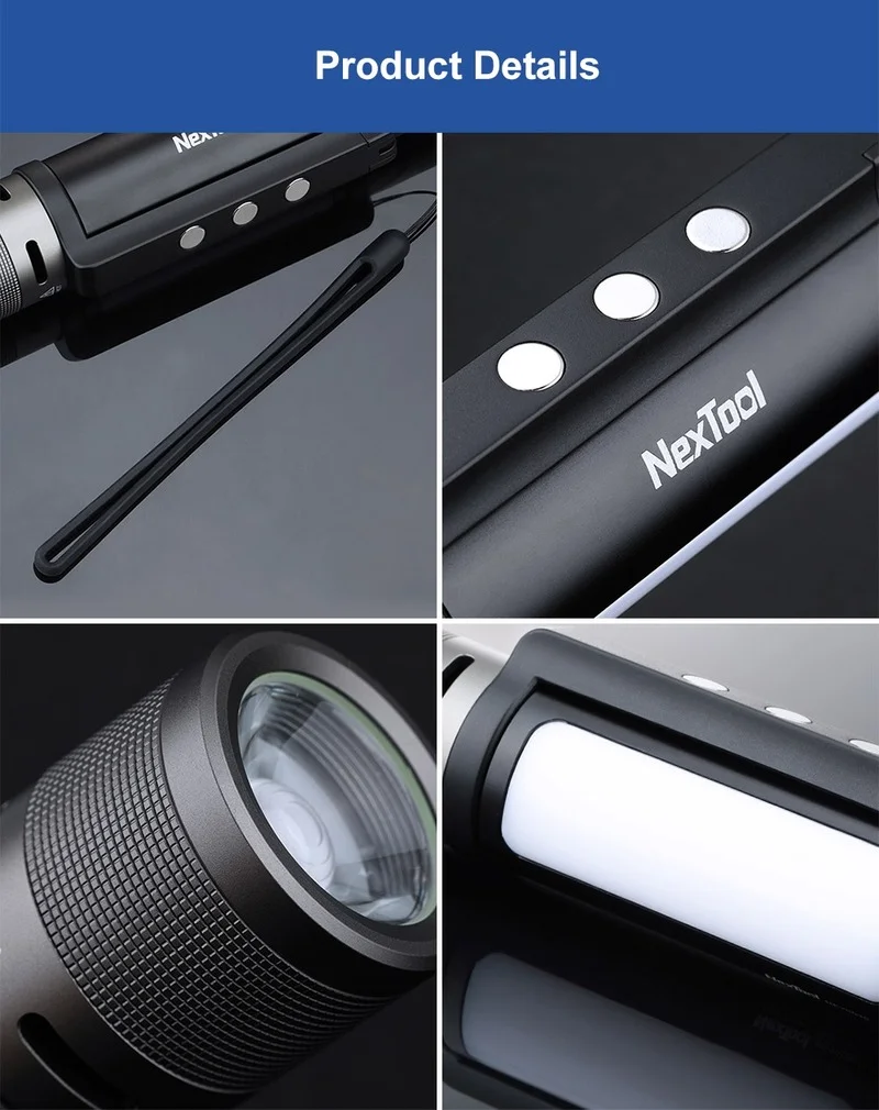 

Xiaomi NexTool Outdoor 6 in 1 LED Flashlight Ultra Bright Torch Waterproof Camping Night Light Zoomable Portable Emergency Light