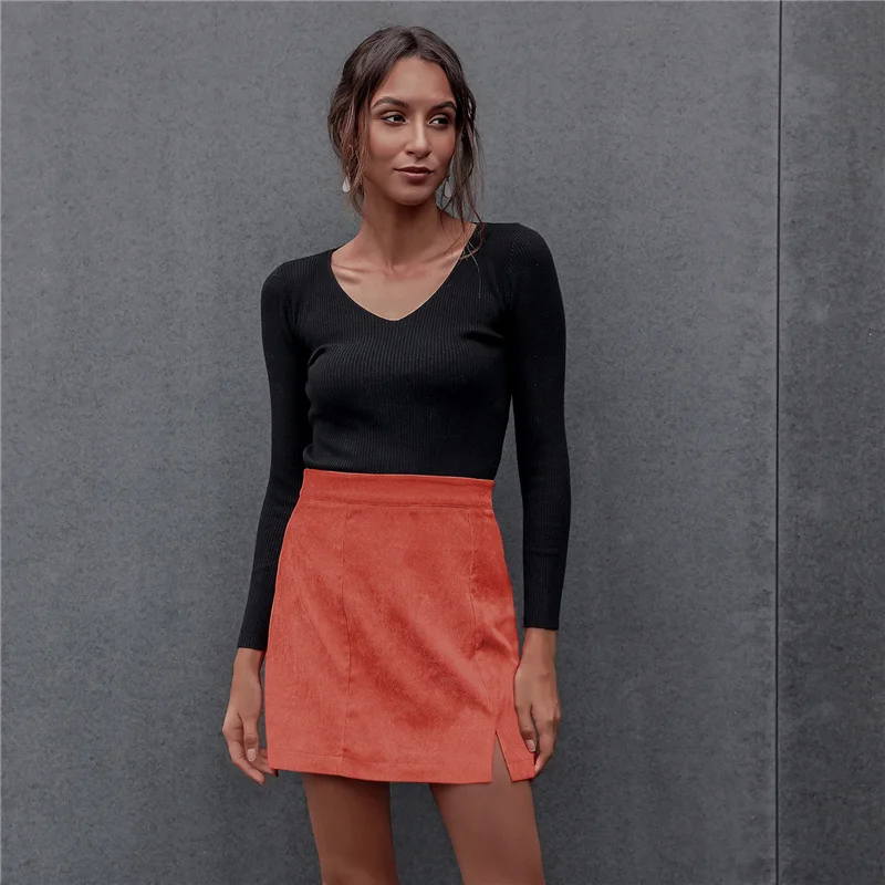 

2021 Woman Velvet Skirt Summer Sexy Mini Skirts Vintage Harajuku Mini Slit Slim High Waist Straight Skirt Ladies Korean Style