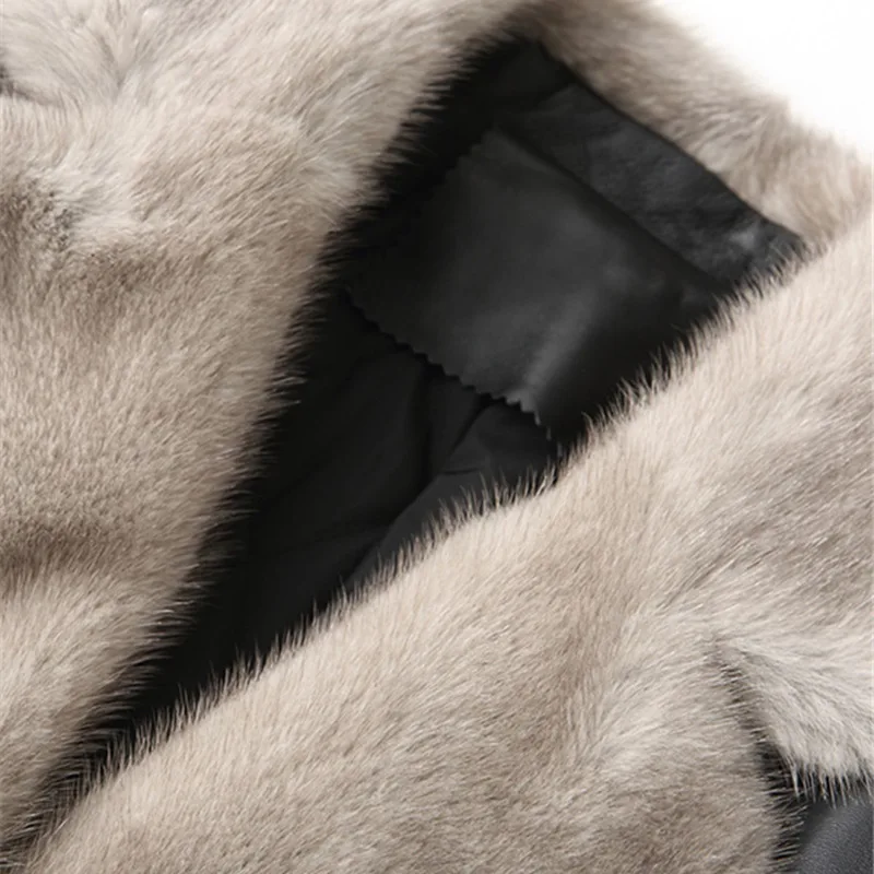 New Classic Women Genuine Leather Coats Sheep Mink Fur Hair Winter Quilted Overcoats Black Long Sashes Warm Slim Female Outwear