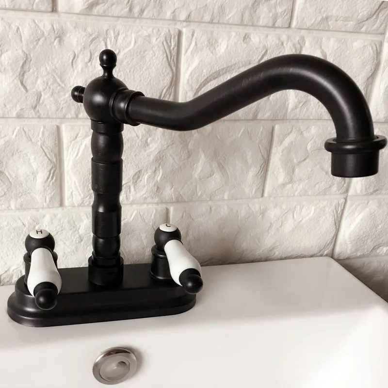 Бронзовый Смеситель для раковины с черным масляным напылением диаметром 4 дюйма