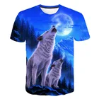 Летние модные футболки с изображением животных и волка, Детская футболка с 3D принтом, детская одежда для мальчиков и девочек, одежда с коротким рукавом, повседневные топы 4-14