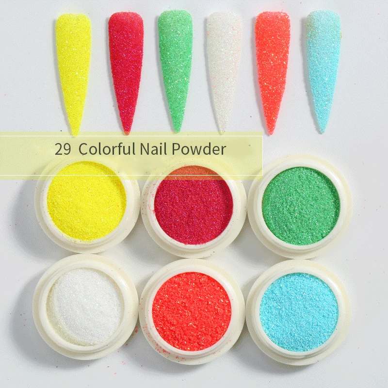 6 коробок/комплект флуоресцентные Блестки для ногтей пудра розовое золото