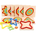 Детские игрушки Монтессори, развивающая деревянная геометрическая форма, головоломка в форме познания, детская доска-головоломка, обучающая сенсорная игрушка