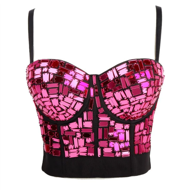 Эластичная майка для танцев топ с блестками и эффектом пуш Апа сексуальная