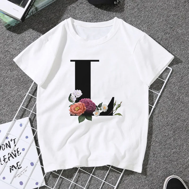 Женская футболка с принтом английского алфавита летняя белая Повседневная для