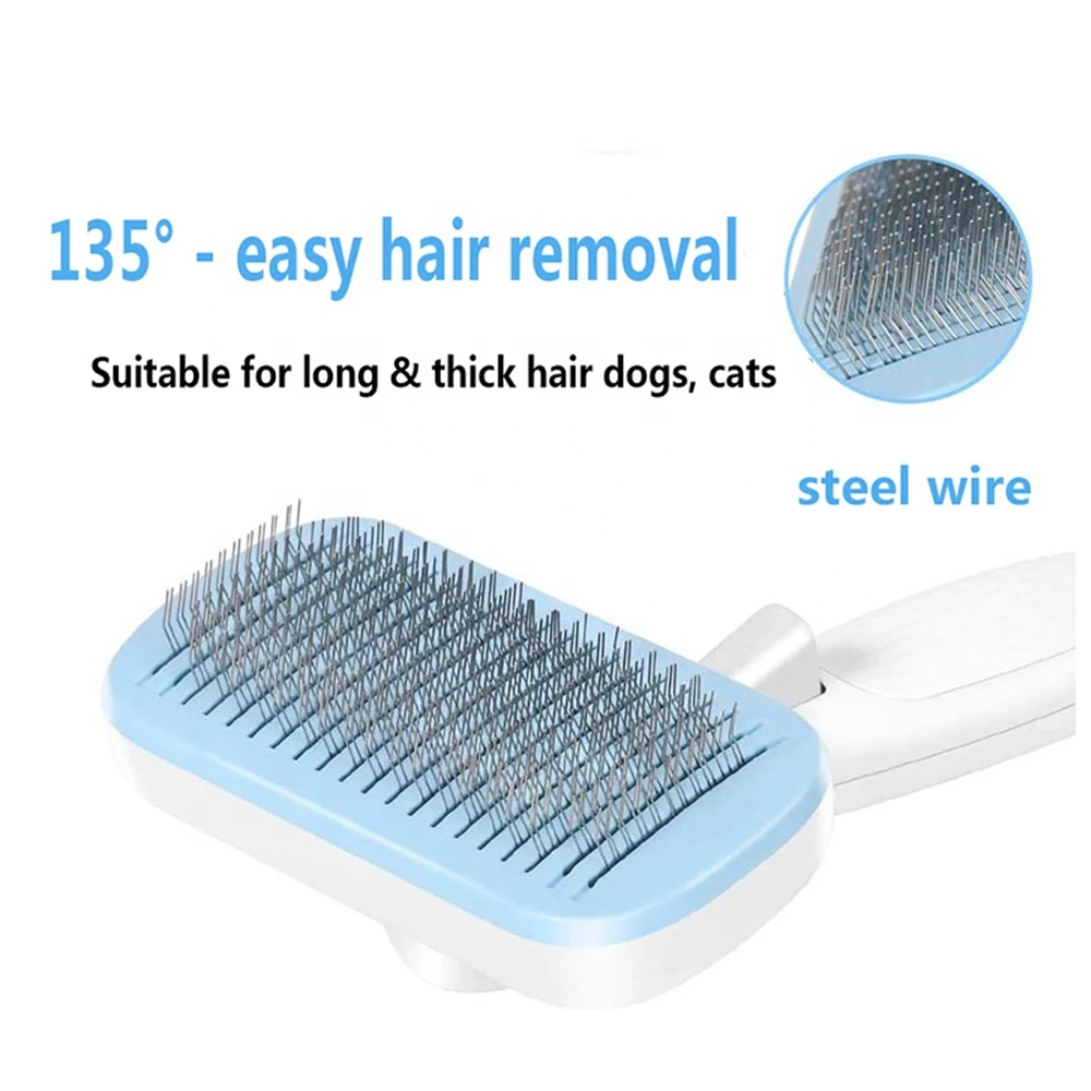 

2020 Self Cleaning Pet Grooming Brush Bath Comb Fur Removal Shedding Tool for Thick & Thin Hair Dog Cat Supplies