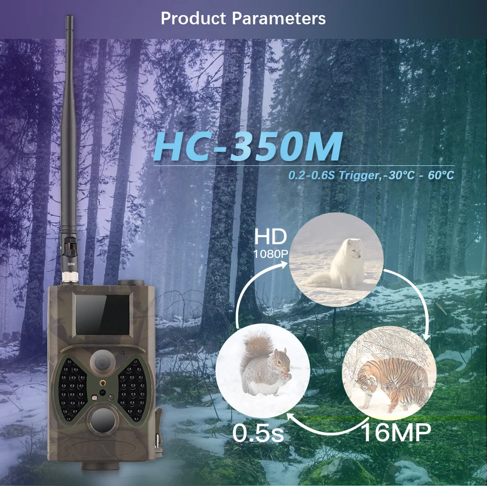 HC350M охоты Камера 16MP 0.5s триггер фото ловушка 1080P видео Ночное видение MMS GPRS