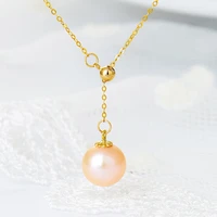 sa silverage 18k gold freshwater orange purple pearl adjustable buckle y word chain pendant necklace women yellow gold