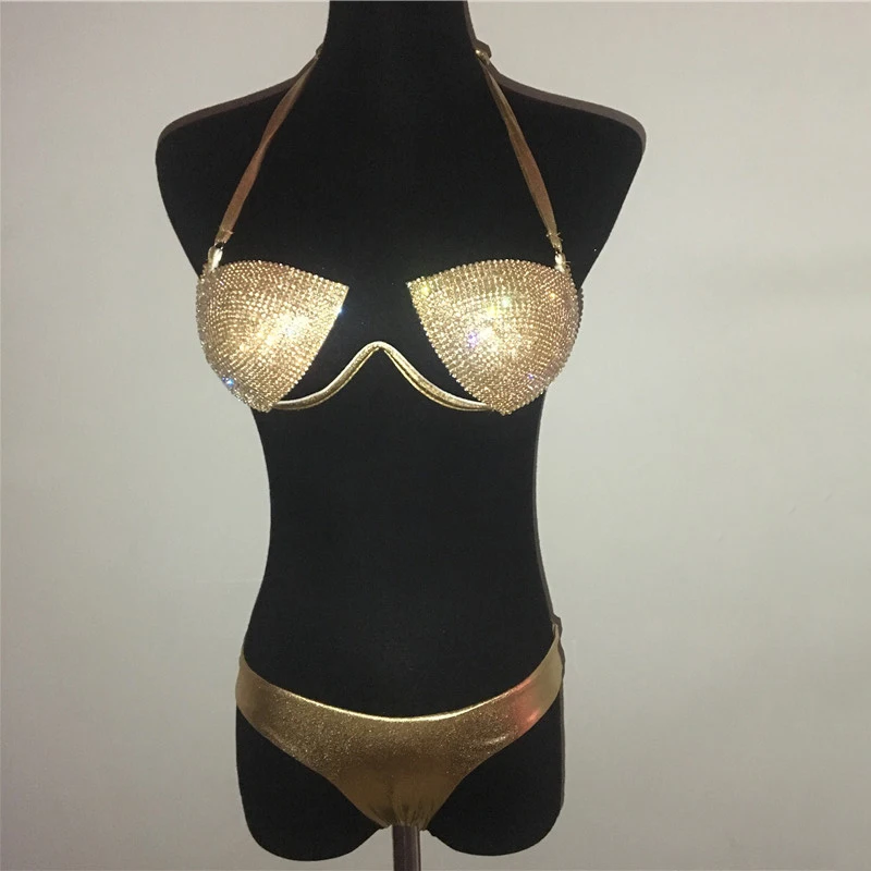 Блестящие Стразы для женщин купальный костюм на шнуровке мокрого вида