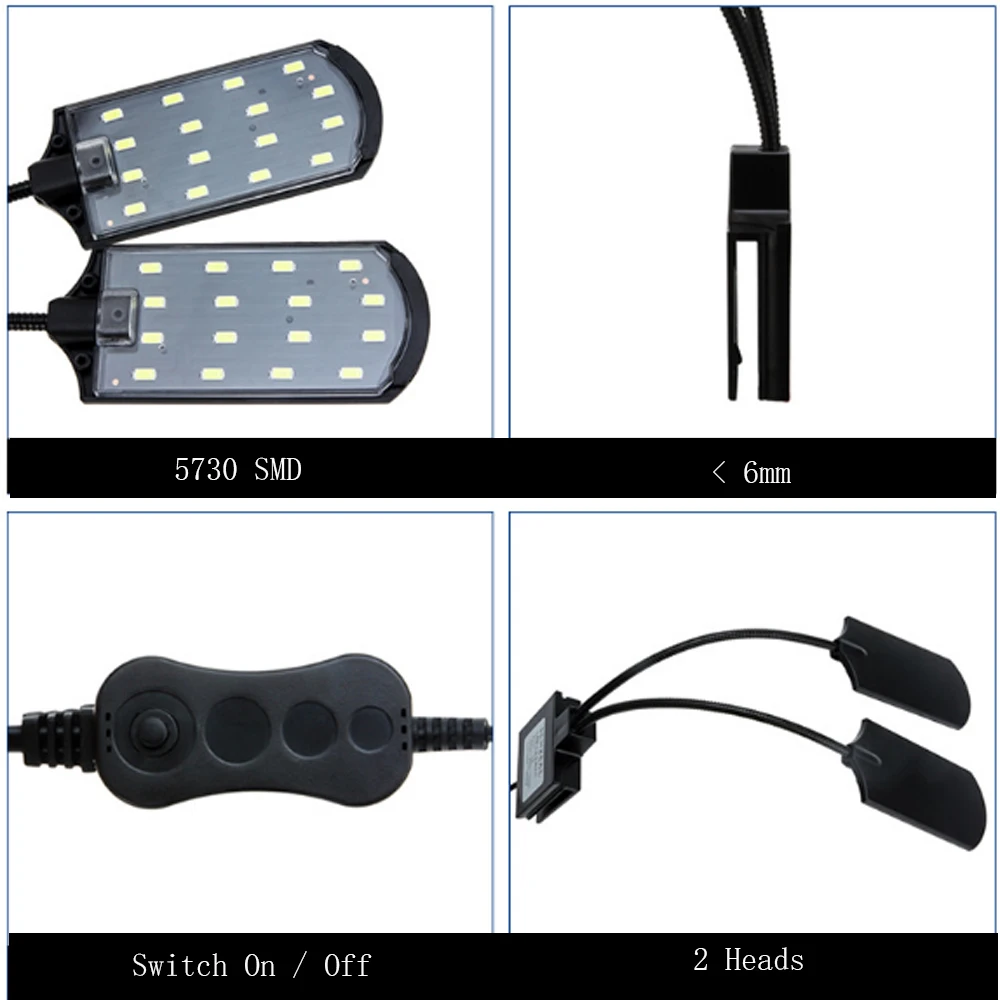 Aquarium Light For Fish Tank Planted 10W/5W LED Lighting Anti Fog Clip On Luces Lights Lamp|aquarium clip led|led aquarium cliptank led |