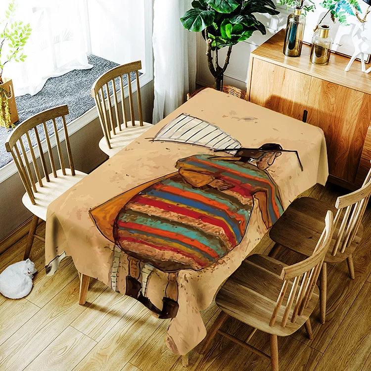 

Modern style household ink picture printing washable decorative household waterproof tablecloth