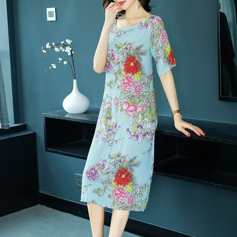

2020 summer new fashion printing loose short-sleeved dress women large size N-4XL high quality elegant party vestidos
