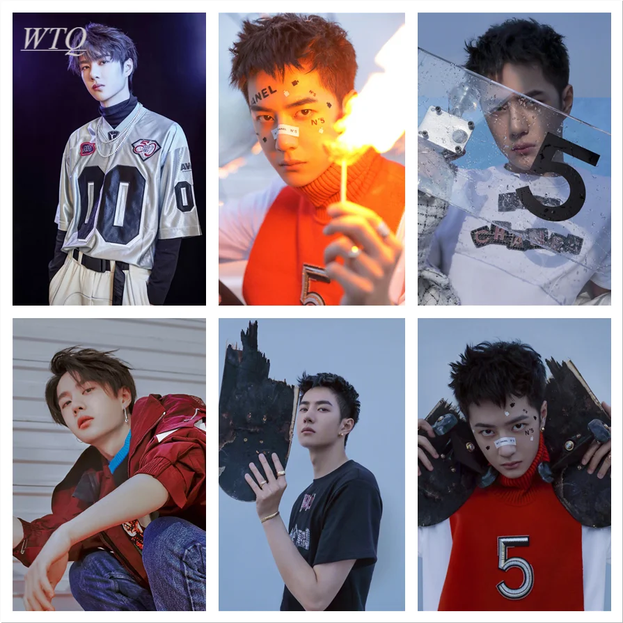 Китайский актер Ван ибо Настенный декор плакат черно-белый холст живопись Ретро