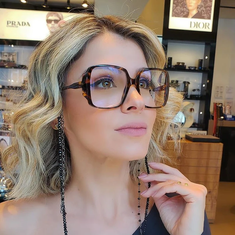 

2021 Vintage Square Leopard Glasses Frame Women Designer Fashion Optical Anti-blue Eyeglasses Female Spectacles Oculos Feminino