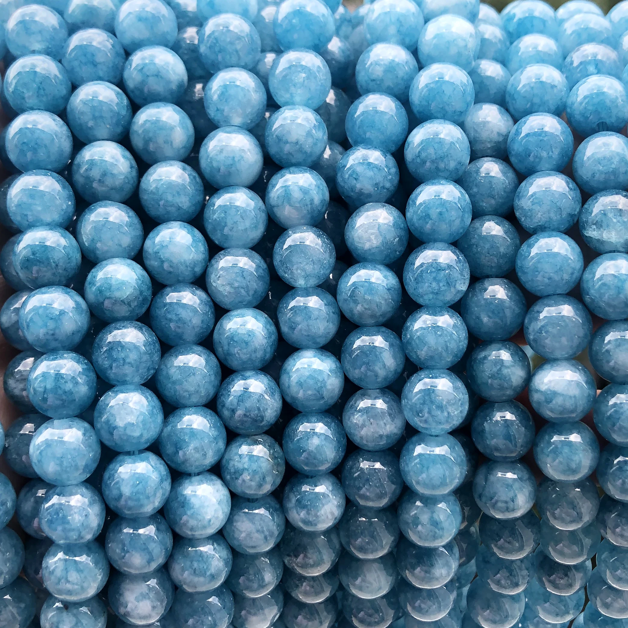 

Natural Blue Cloud Jades Chalcedony Gem Beads Round Loose Beads 15" Strand 4 6 8 10 12 mm For Jewelry Making Bracelet Necklace