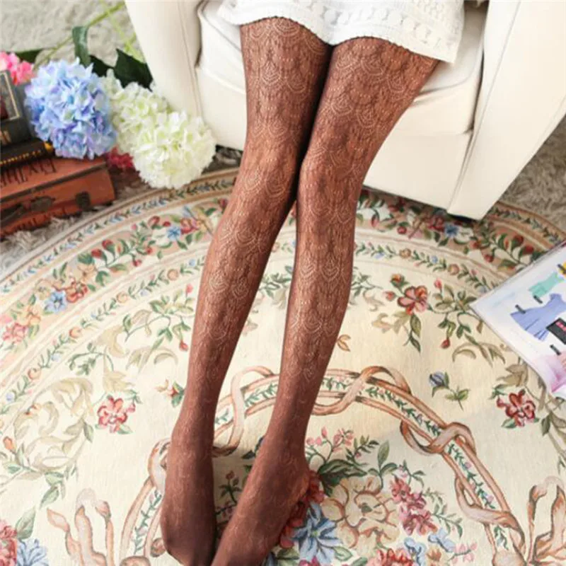 Пикантные прозрачные чулки зимние кружевные вертикальные колготки для женщин