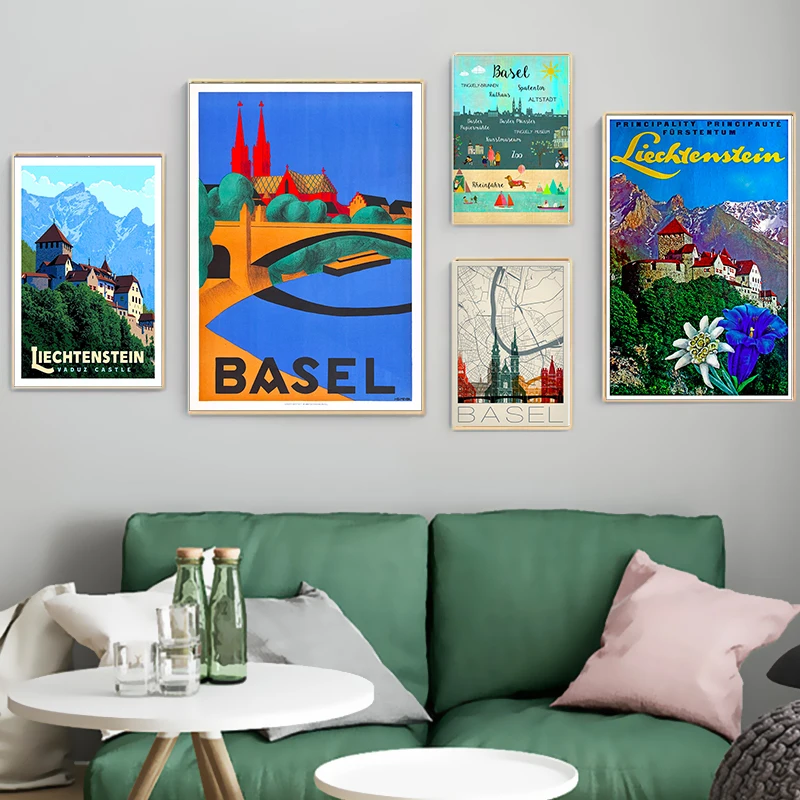 Базельский Лихтенштейн искусственная Картина на холсте винтажная картина