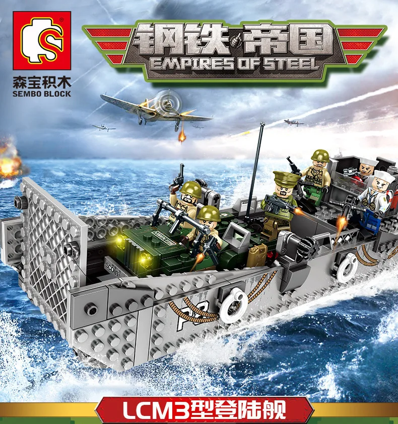 

413PCS Technic Building Blocks Toys Military Landing Craft Boat Model Brick Creative Educational for Kids DIY Xmas Gift 101362