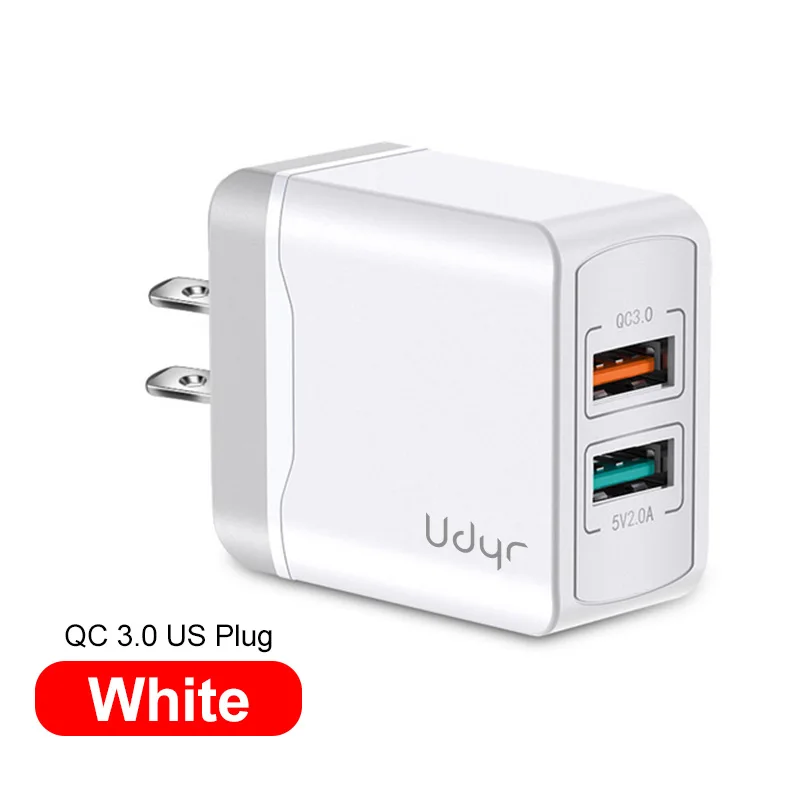 US White Udyr Quick Charge 3,0 28W QC 3,0 адаптер зарядного устройства с двойным USB EU вилка Дорожное настенное зарядное устройство для мобильного телефона для iPhone 11 samsung Xiaomi - Тип штекера: US White