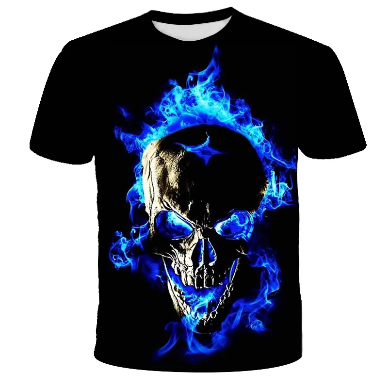 

2021 new summer movie skeleton 3D T-shirt fashion street boys girls kids print T-shirt cool top T-shirt