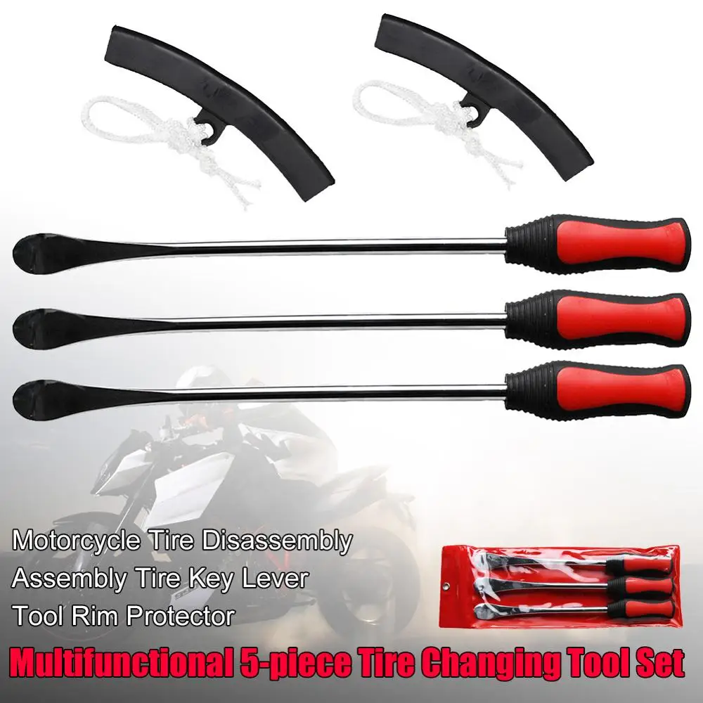 

5PCS Multifunctional Tire Changing Tool Set Tire Disassembly Assembly Tire Key Lever Tool Rim Protector Motorcycle