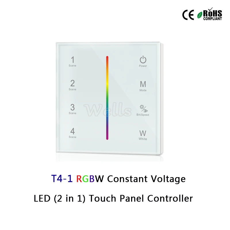 

T1-1/T2-1/T3-1/T4-1 Touch Panel LED Constant Voltage (2 in 1) Controller for single color/color temperature/RGB/RGBW led strip