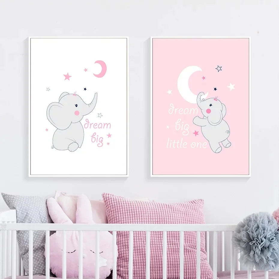 Настенные художественные плакаты принты розовый слон мечты картины для детской