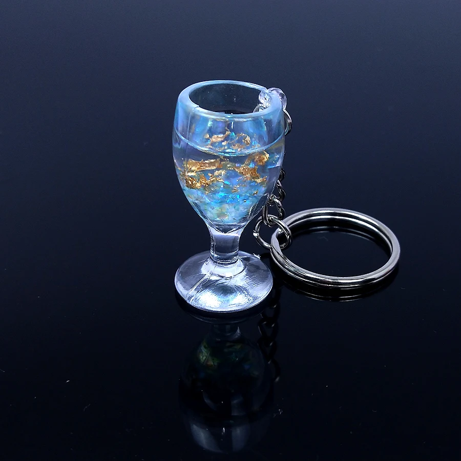Style 2 Light blue Милый акриловый резиновый мини-брелок для ключей с раковиной и песком, брелок для ключей с бокалом для напитков, брелок для женщин и мужчин, брелок для ключей, Подарочный Брелок - Цвет: Style 2 Light blue