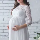 Длинное кружевное платье для беременных женщин платье-макси с рукавом 34 платье в пол для свадебной вечеринки для фотографии