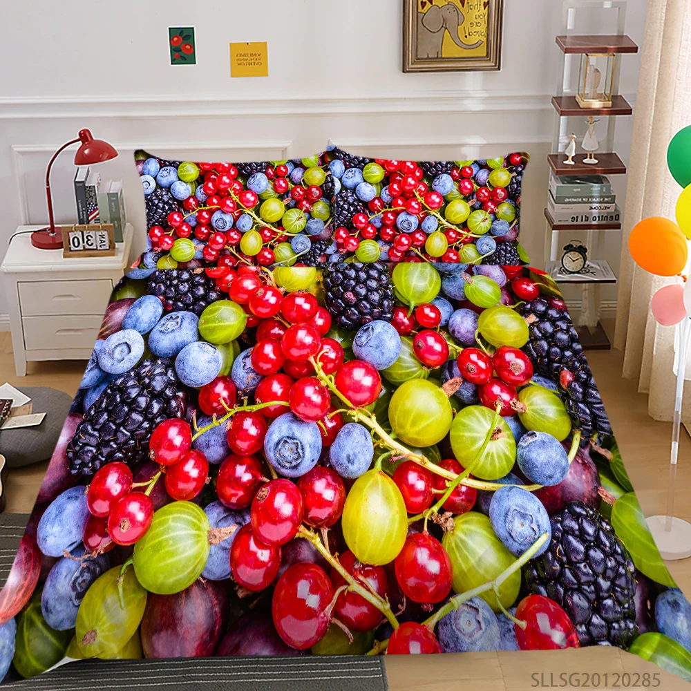 

3D Bedding Set Luxury Duvet Cover Set Fresh Fruit Colourful Soft Ideal Home Bed Set Pillowcase High Quality Child Adult Girls