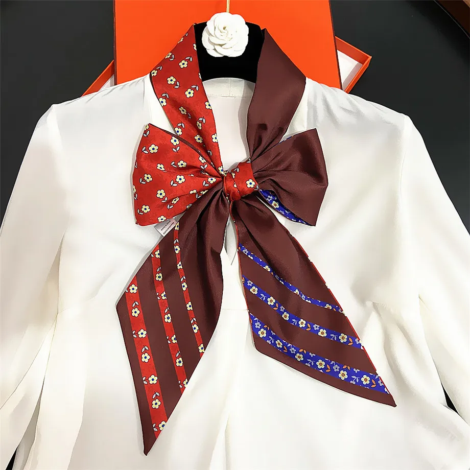 2021 весенний шелковый шарф брендовый двухслойный с принтом женский модный шейный