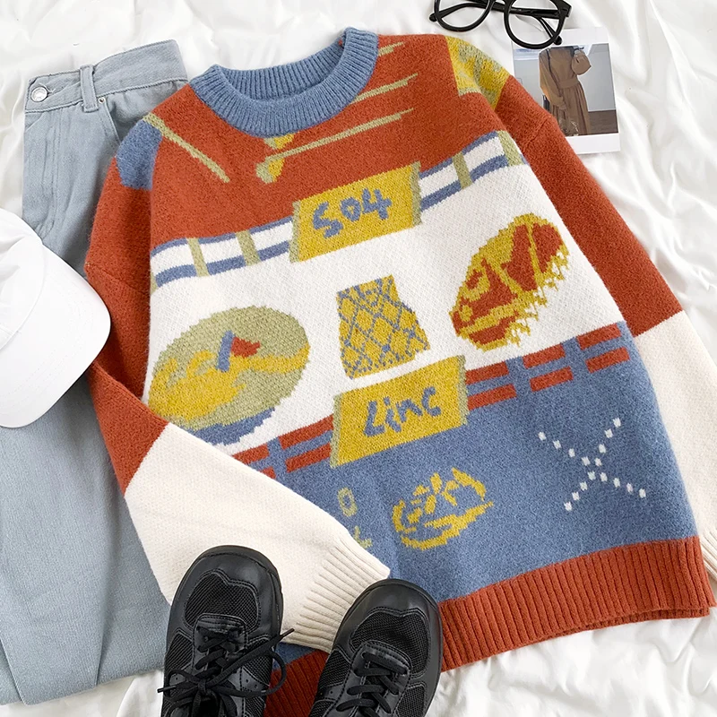 

Женский свитер оверсайз с длинным рукавом, свободного покроя